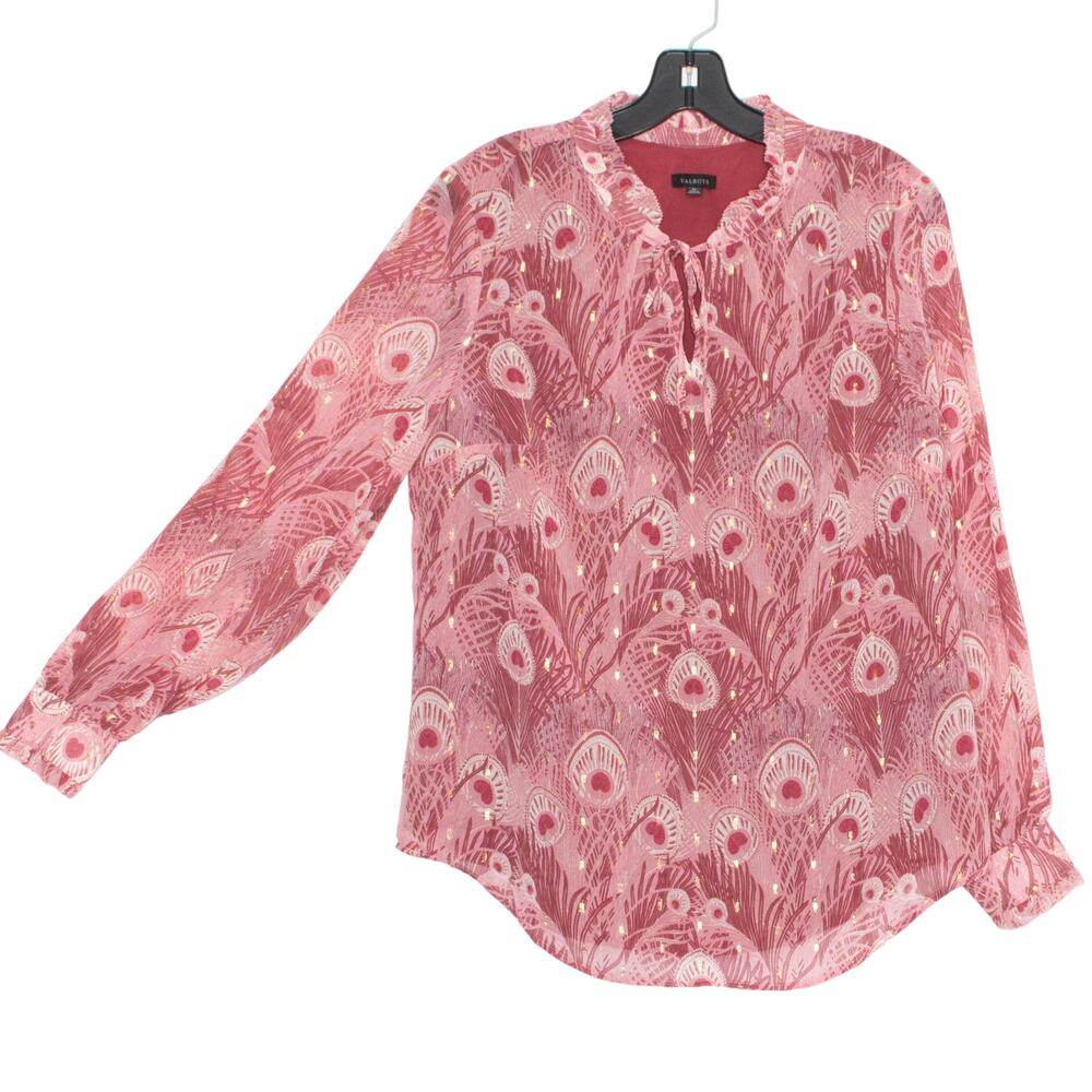 Talbots Top Boho Fairy Cottage Romantic Feminine Ethereal Classic Peacock Medium